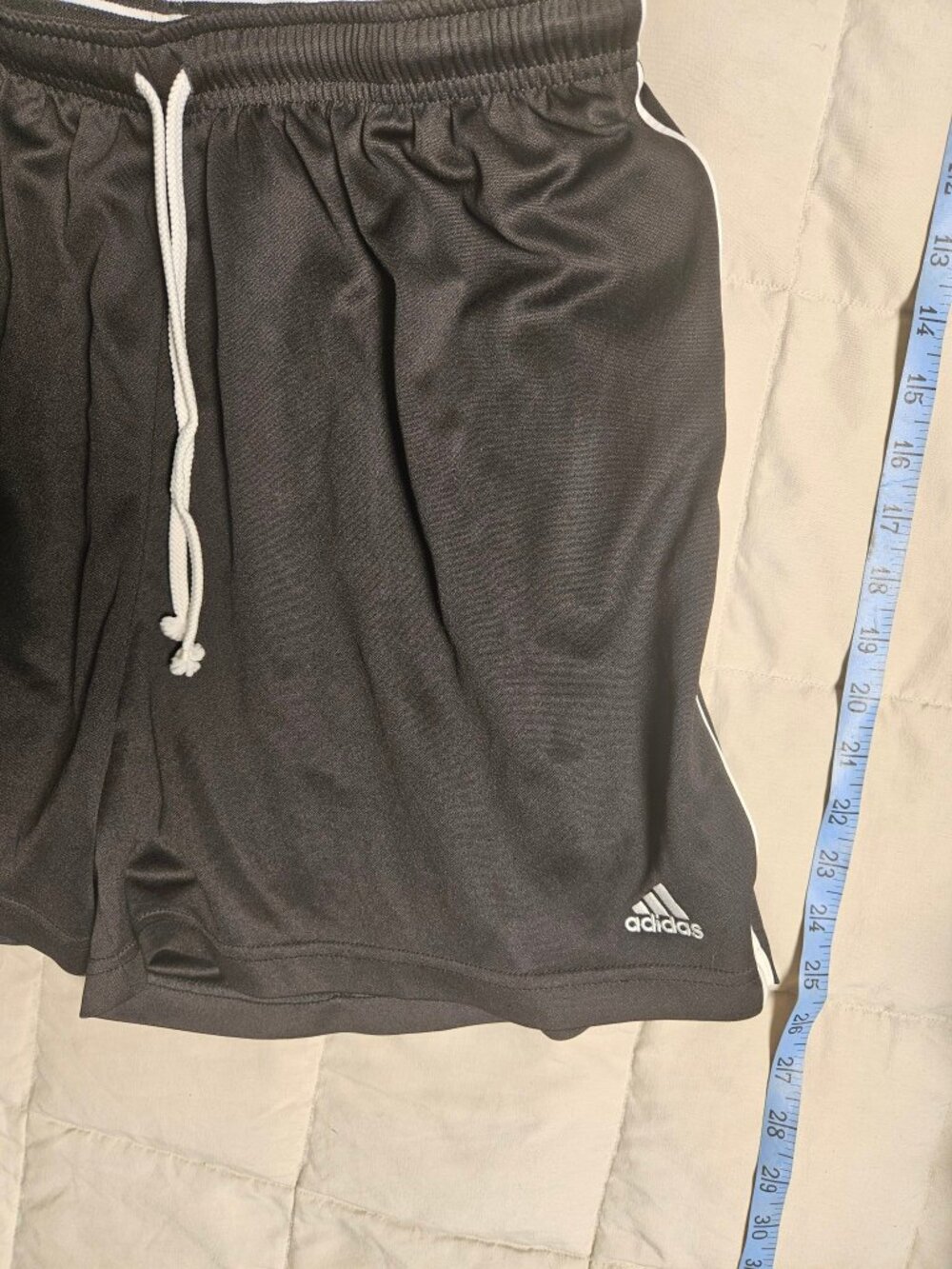 Adidas Athletic Shorts Mens XL Black White Drawstring 3 Stripe